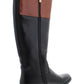 Tommy Hilfiger Imina Leather Botas de montaria femininas com bico fechado e cano alto, pretas, tamanho 7,5 M