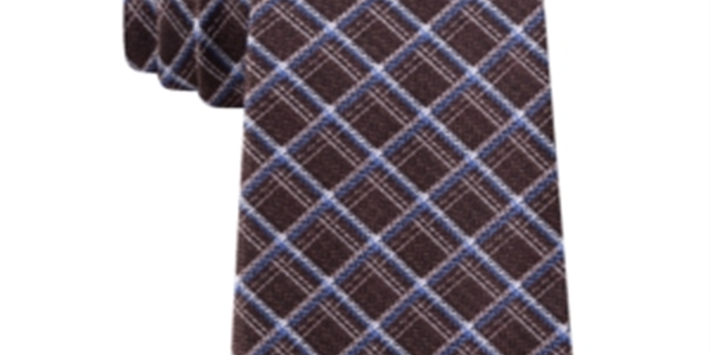 Gravata Masculina Michael Kors Artisanal Shadow em Seda com Acabamento em Mistura de Seda Marrom Tamanho Regular