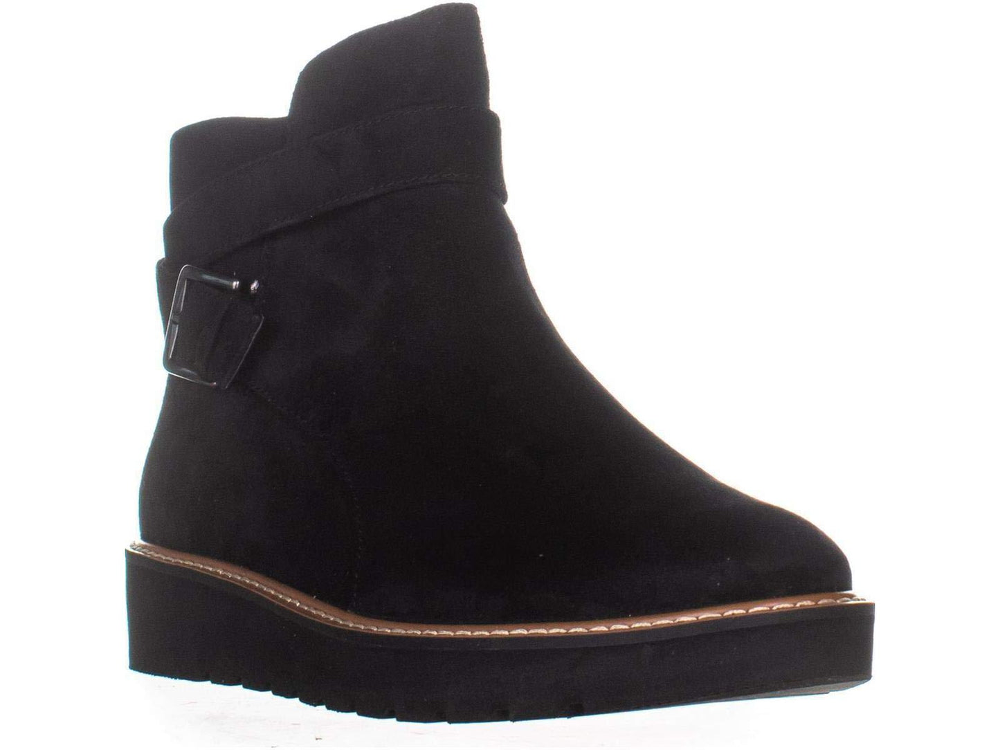 Botas femininas Naturalizer Aster Leather com bico fechado e cano curto, tamanho 9 W, pretas