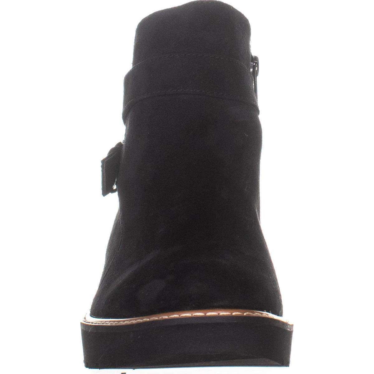 Botas femininas Naturalizer Aster Leather com bico fechado e cano curto, tamanho 9 W, pretas