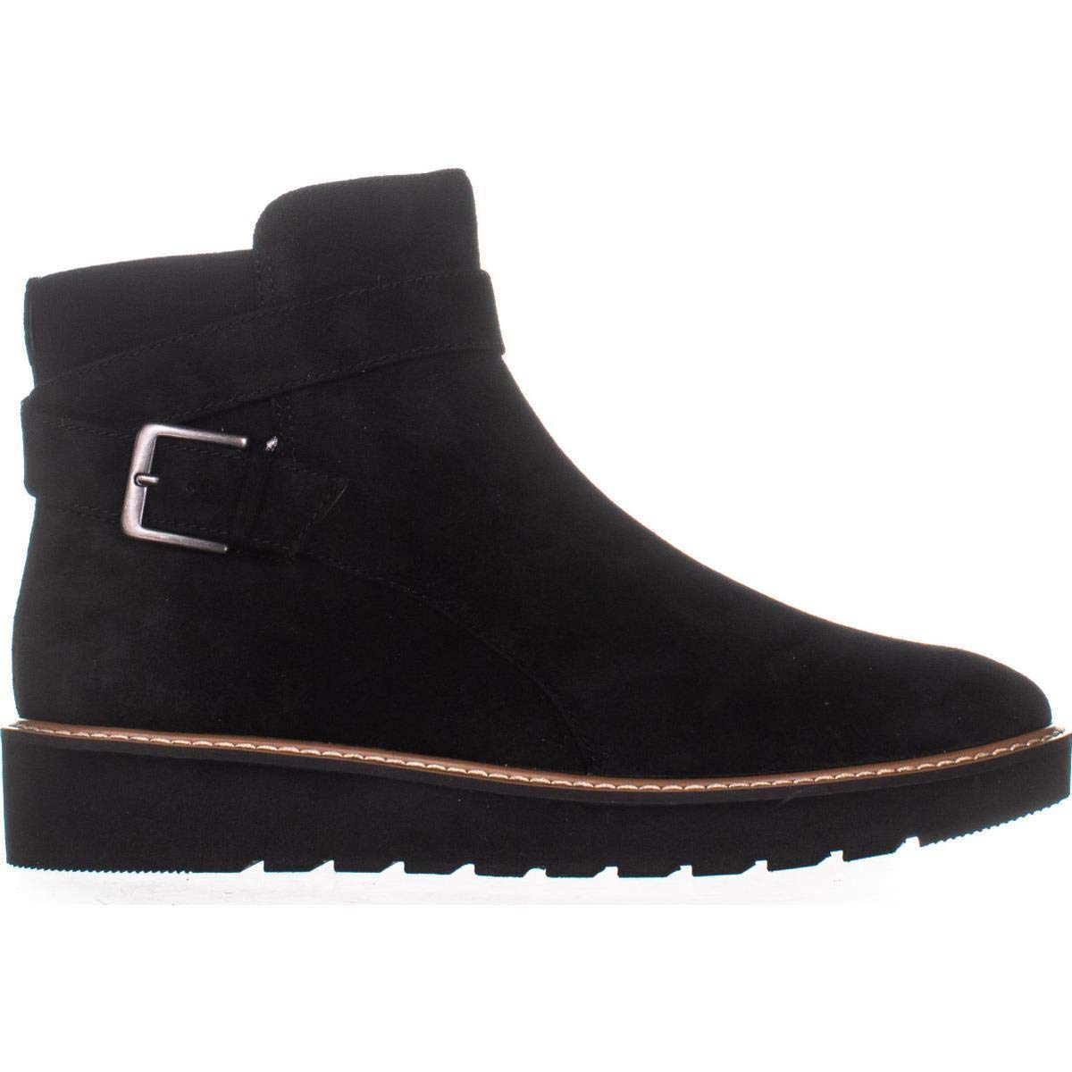 Botas femininas Naturalizer Aster Leather com bico fechado e cano curto, tamanho 9 W, pretas