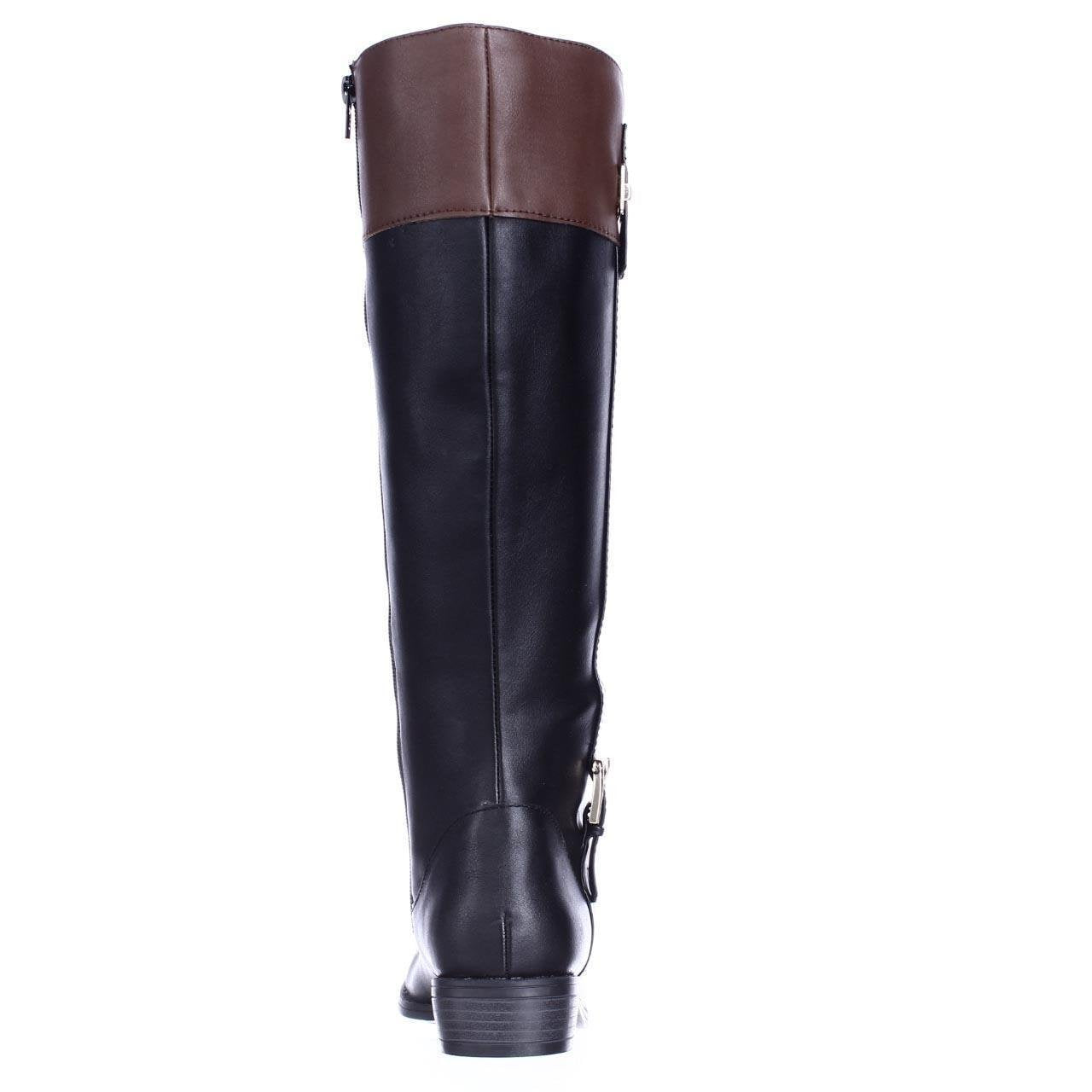 Karen Scott Deliee Almond Toe Knee High Boots Femininas, Pretas, Tamanho 12M