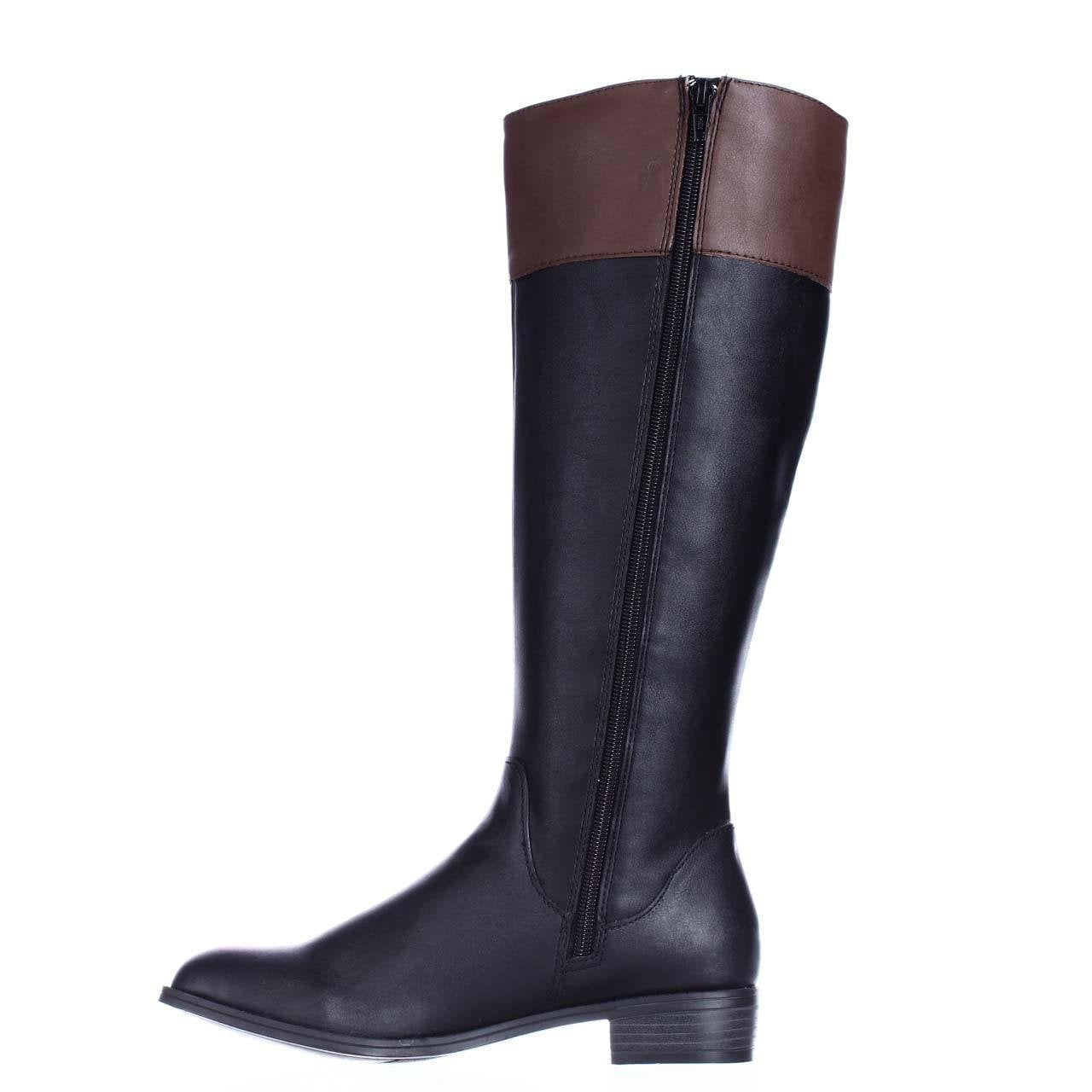 Karen Scott Deliee Almond Toe Knee High Boots Femininas, Pretas, Tamanho 12M