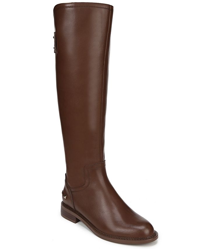 Franco Sarto Henrietta Leather Bota de cano alto com bico amendoado, tamanho 7M, marrom