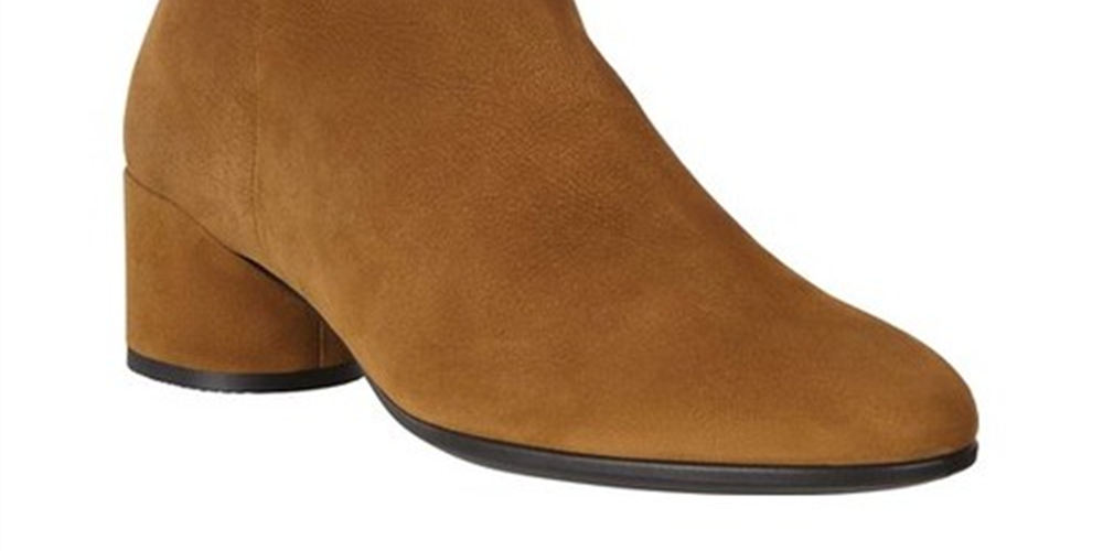 Ecco Botas de couro femininas com palmilha removível e suporte de arco, formato respirável, bico fino, zíper, tamanho 35, marrom, tamanho 8M