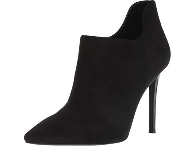 Botas femininas Michael Kors Corrine bico fino na altura do tornozelo, pretas, tamanho 9M