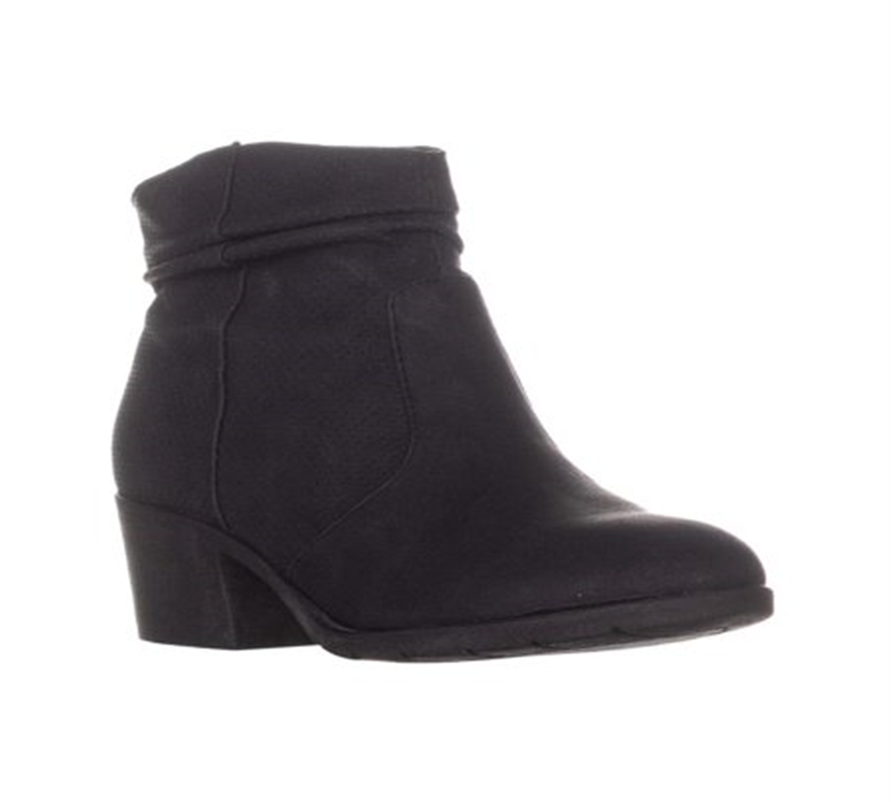 Botas de cano curto femininas White Mountain Uptown Block Heel, pretas, tamanho 8,5 m