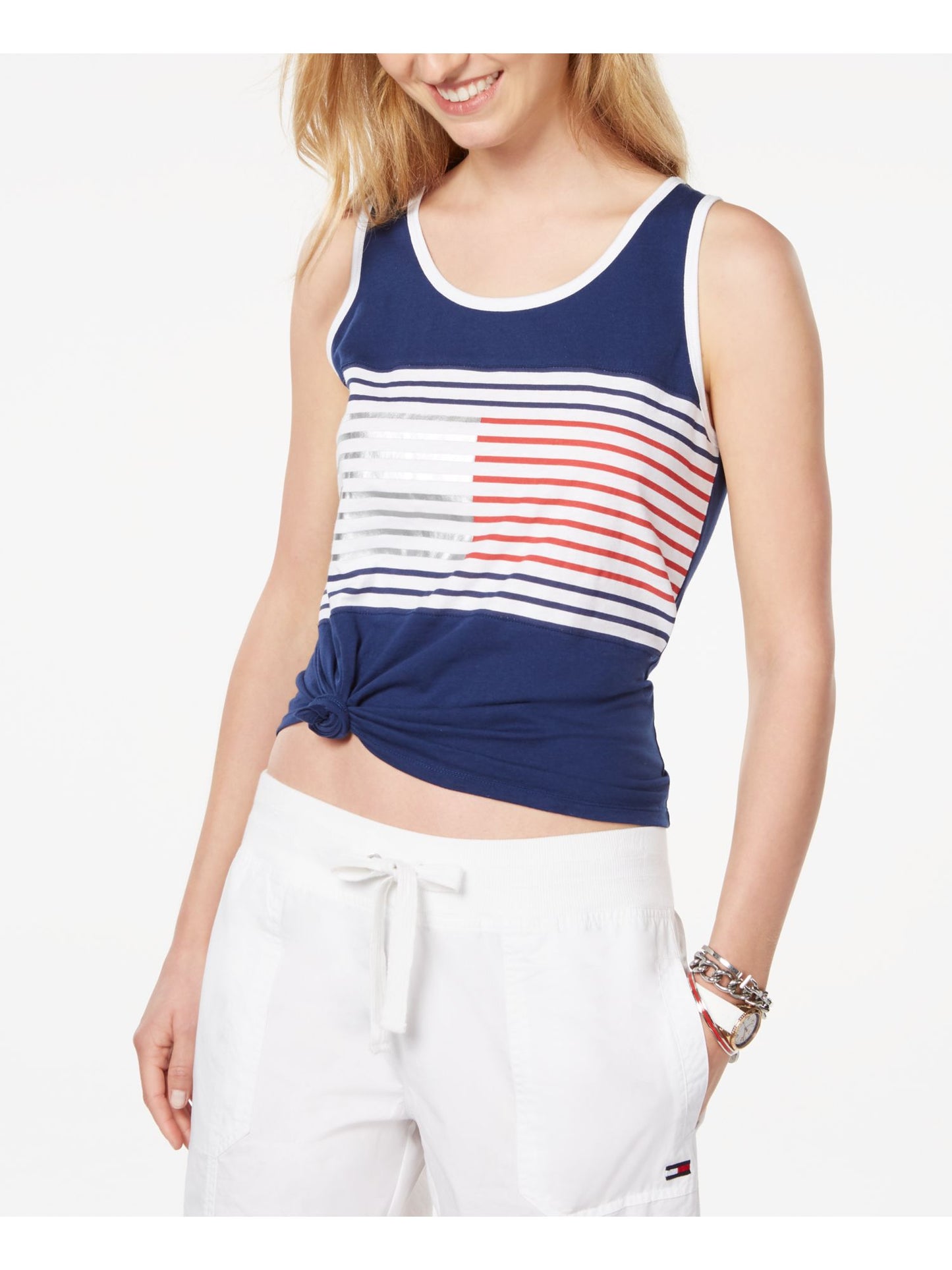 Tommy Hilfiger Regata Feminina Sem Mangas Azul Tamanho Médio