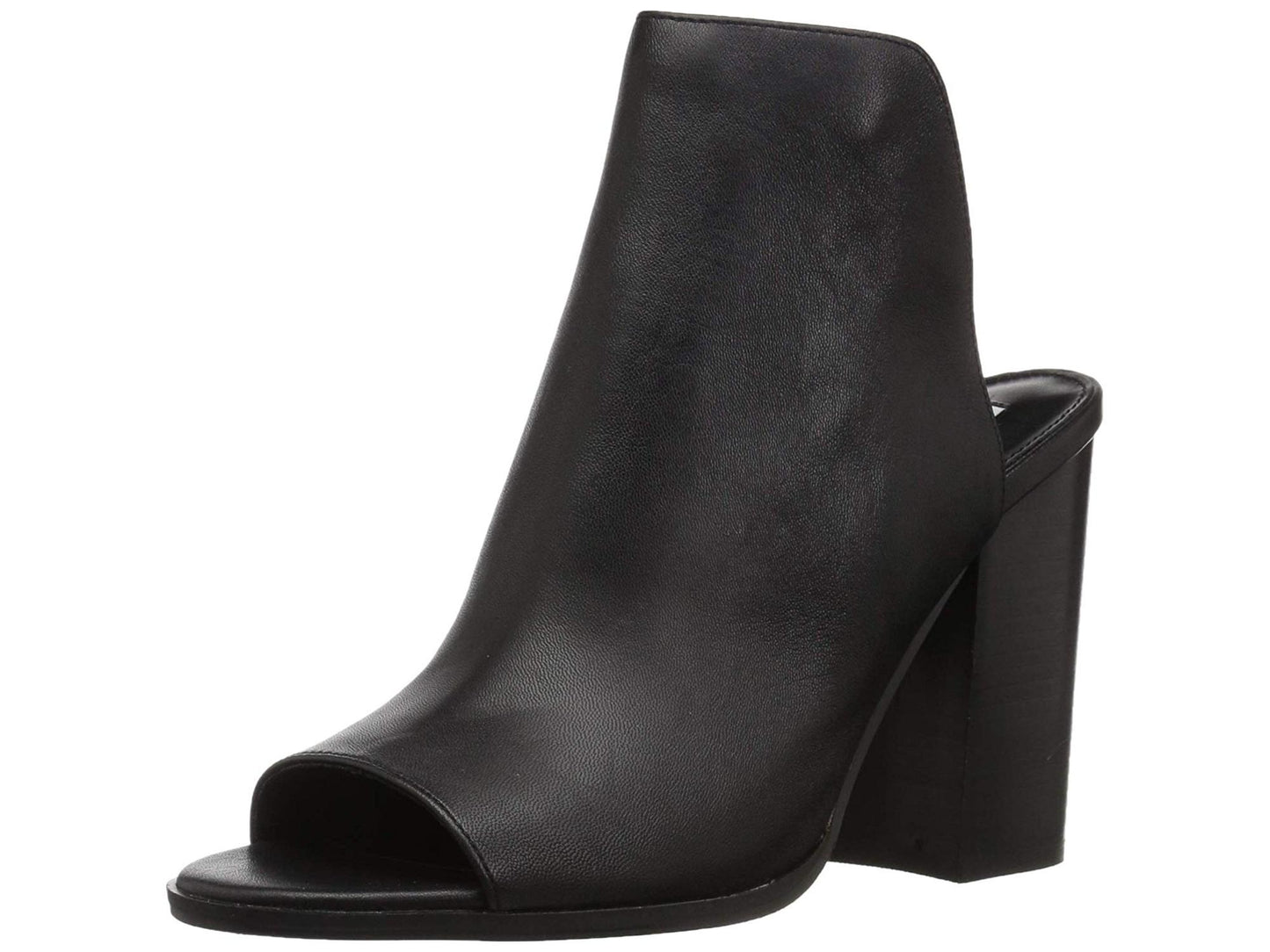 Sandálias femininas Steve Madden Tilt Leather Peep Toe para ocasiões especiais, pretas, tamanho 5 M