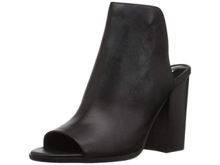 Sandálias femininas Steve Madden Tilt Leather Peep Toe para ocasiões especiais, pretas, tamanho 5 M