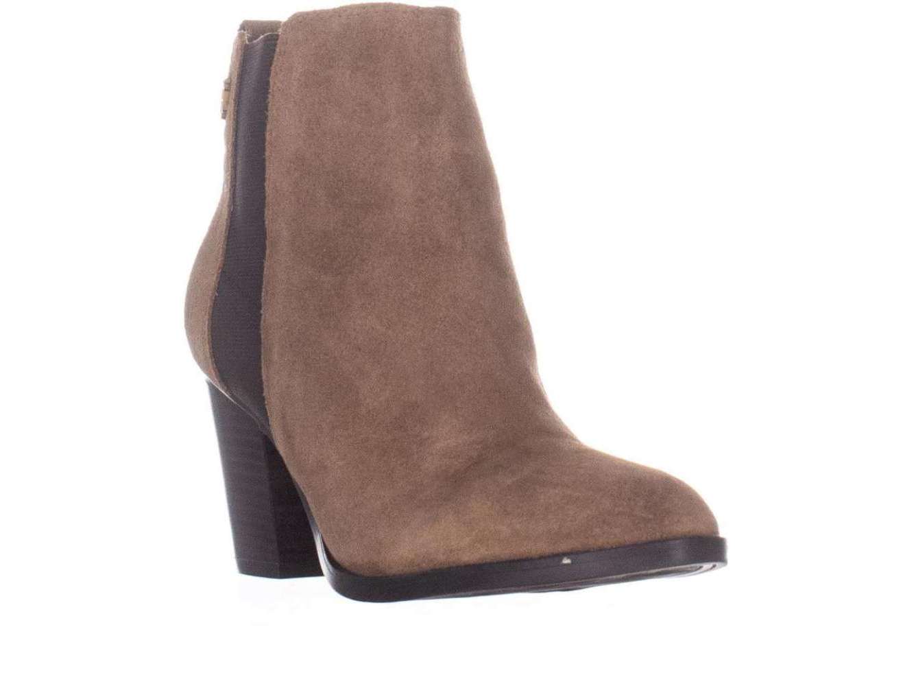 Tommy Hilfiger Bota Feminina Regise Couro Biqueira Amêndoa Cano Curto Marrom Tamanho 7M