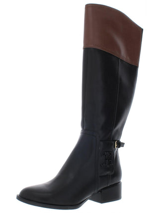 Botas de montaria Tommy Hilfiger Merritt de couro sintético femininas, pretas, tamanho 7 M