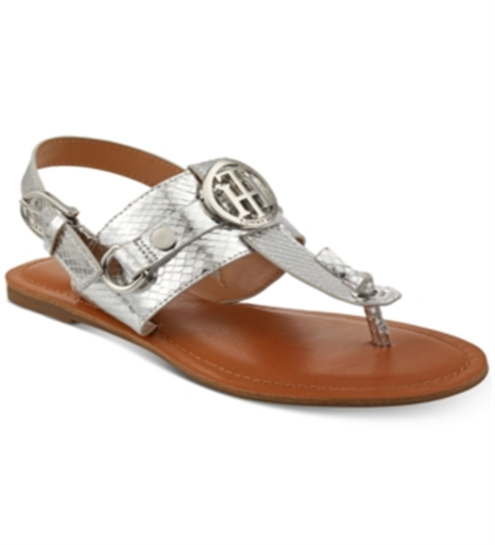 Sapatos baixos Tommy Hilfiger Luvee femininos - prateados, tamanho 9,5 M