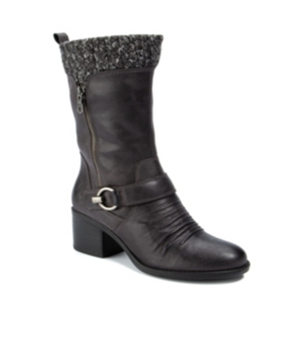 Botas femininas casuais Wylla bico redondo cano médio BareTraps cinza tamanho 9,5 M