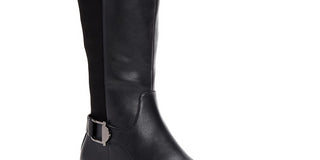 Botas de montaria femininas Alfani Kallumm Wide Calf em couro sintético, pretas, 7 m