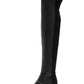 Relatório Zaria Satin Women's Pointed Toe Over Knee Fashion Boots Preto Tamanho 6 M