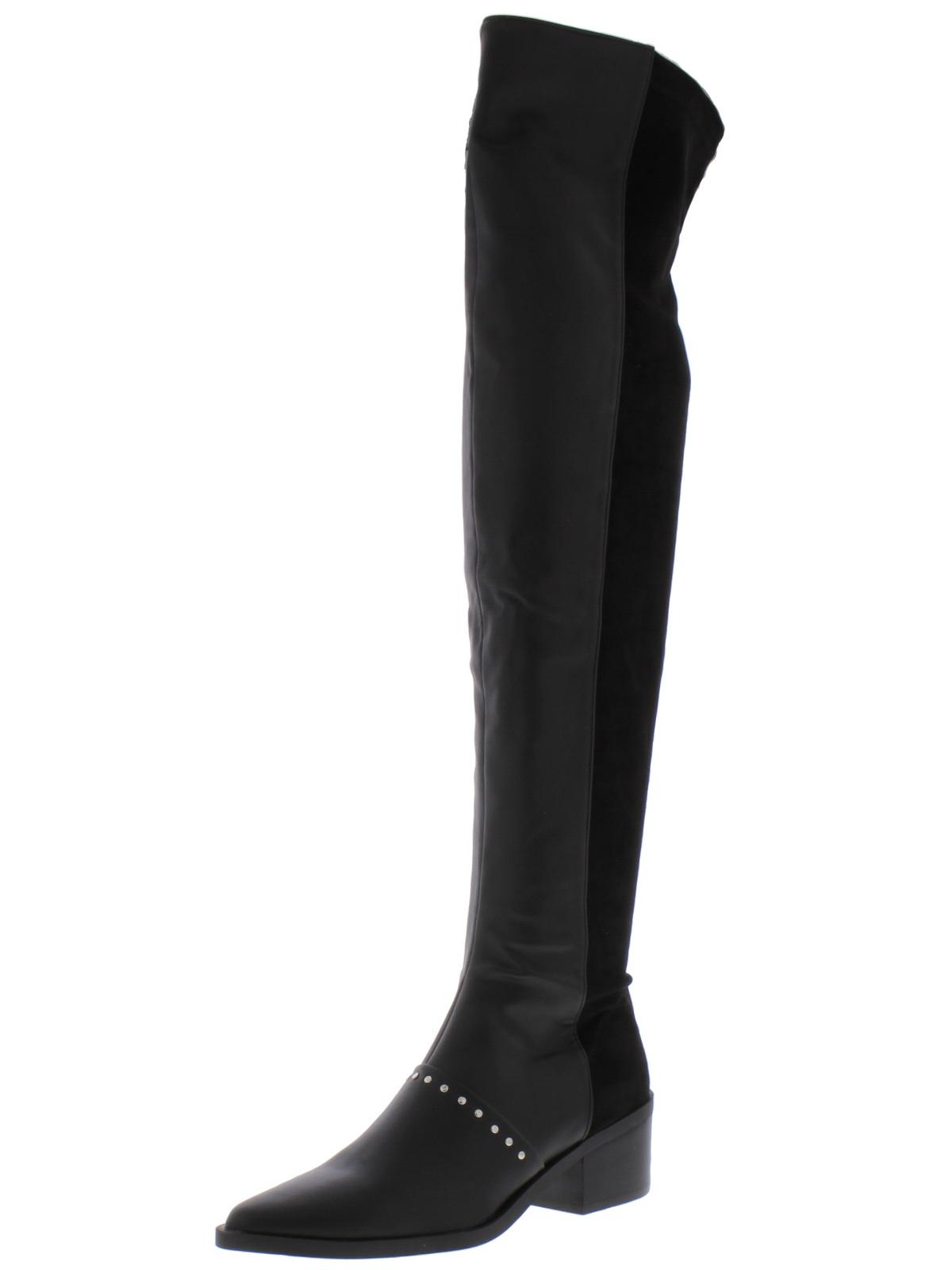 Relatório Zaria Satin Women's Pointed Toe Over Knee Fashion Boots Preto Tamanho 6 M