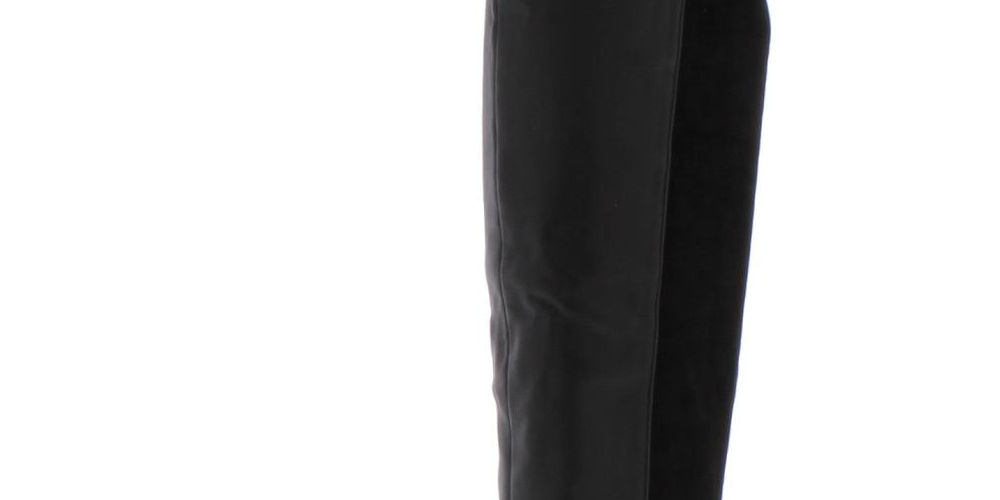 Relatório Zaria Satin Women's Pointed Toe Over Knee Fashion Boots Preto Tamanho 6 M