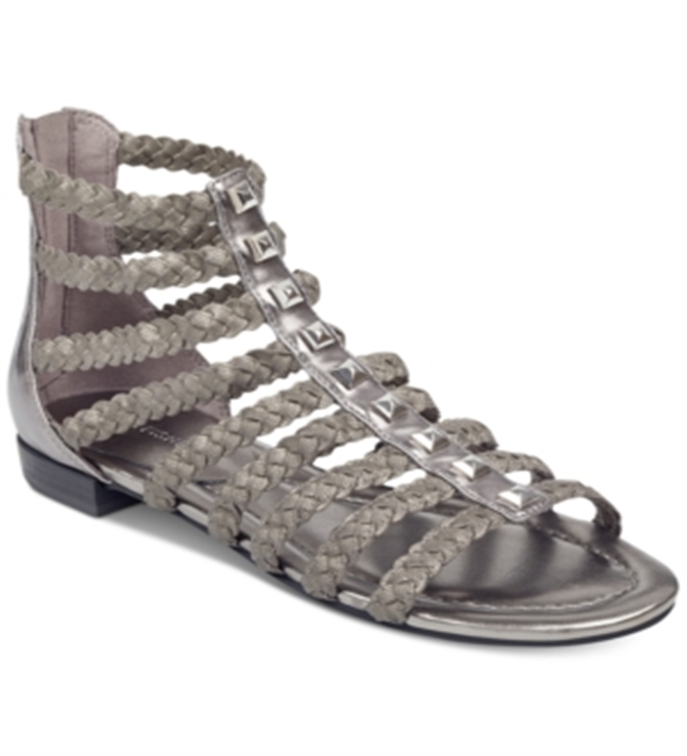 Marc Fisher Pepita Open Toe Casual Gladiador Cinza Tamanho 9 M Feminino