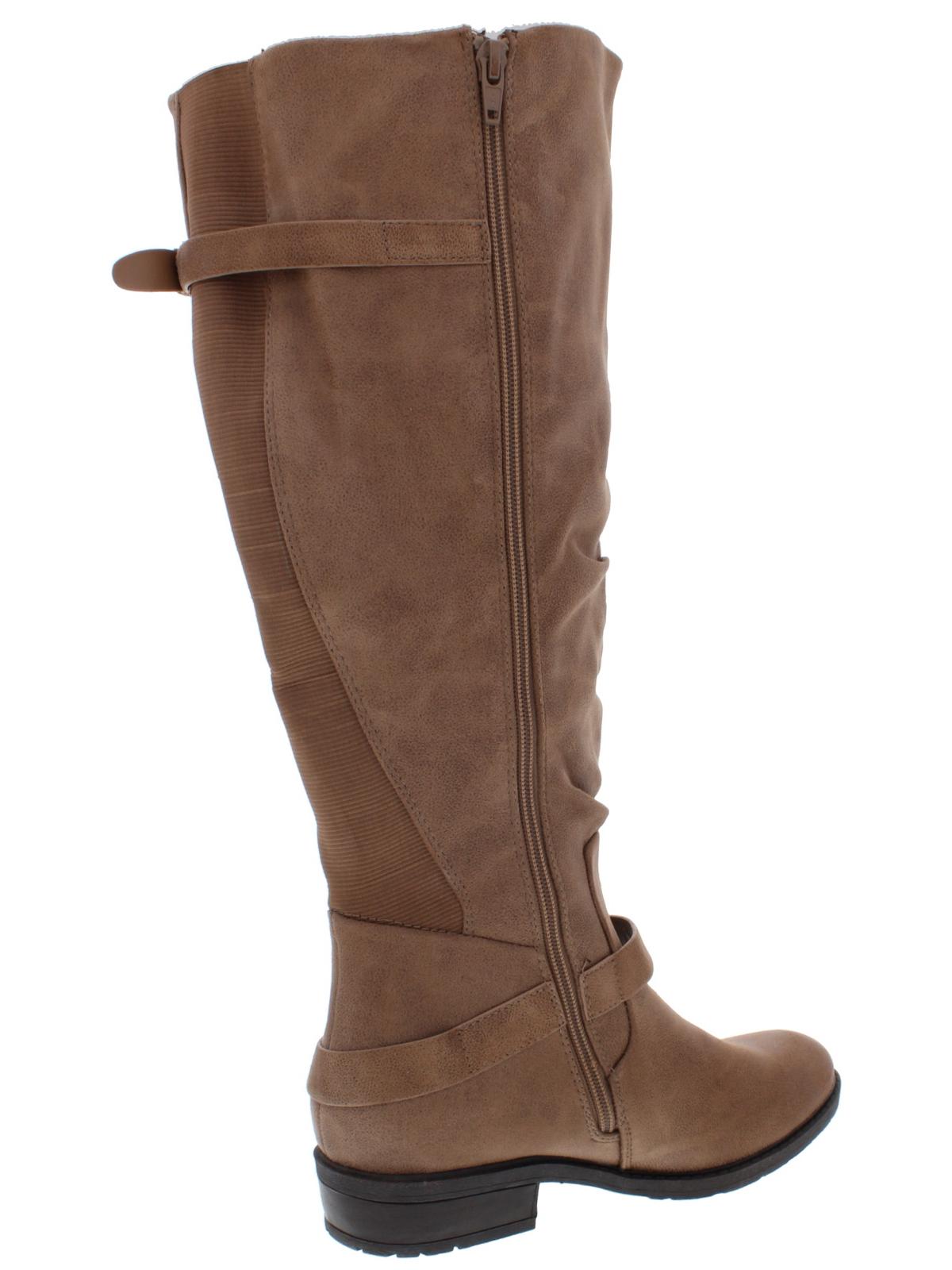 Botas de montaria femininas Yanessa com bico fechado e cano alto, tamanho 6,5 M, marrom