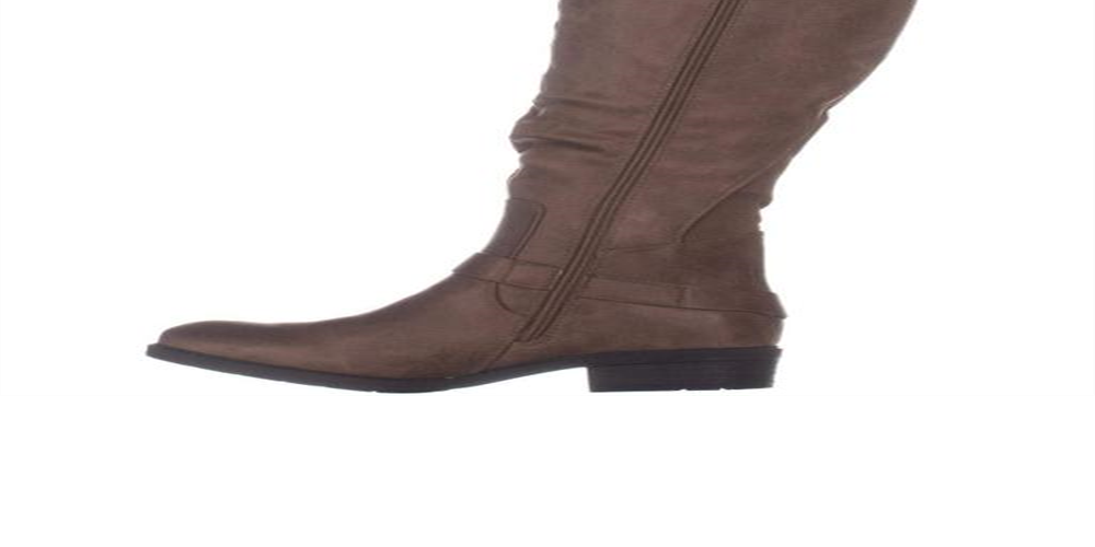 Botas de montaria femininas Yanessa com bico fechado e cano alto, tamanho 6,5 M, marrom