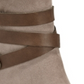 Material Girl Botas femininas com tiras de fivela e detalhes de ferragens, acolchoadas, bico redondo, salto bloco, zíper, marrom, tamanho 9,5 M