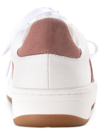 Tênis esportivo feminino American Rag com cadarço, listrado, acolchoado, confortável, Shaley, bico redondo, branco, tamanho 7 M