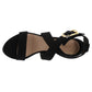 Sandálias plataforma casuais BCBGeneration femininas Jae Fabric Open Toe, pretas, tamanho 9,5M