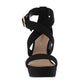 Sandálias plataforma casuais BCBGeneration femininas Jae Fabric Open Toe, pretas, tamanho 9,5M