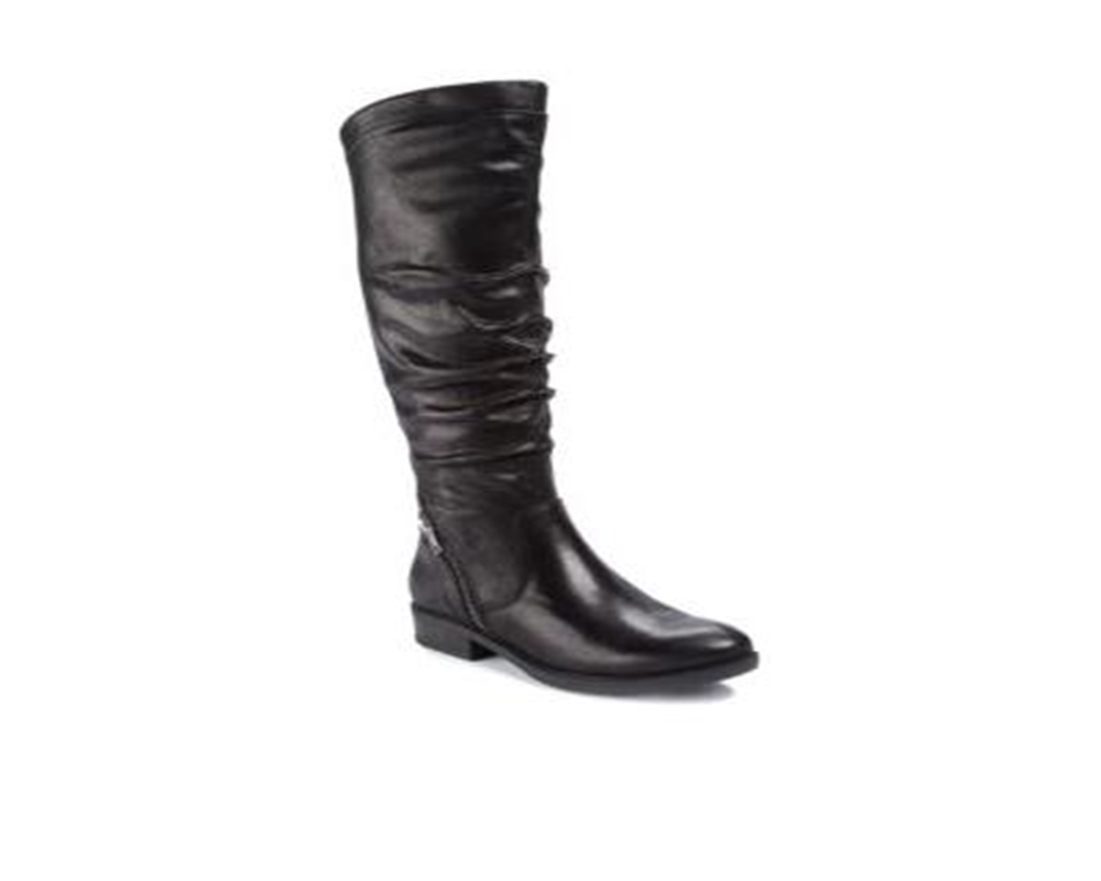 Botas femininas Bare Traps Yulissa com bico fechado e cano médio, pretas, tamanho 5,5 M