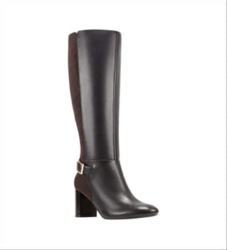 Botas de montaria femininas Bandolino Bilya de couro até o joelho, marrom, 9,5 m