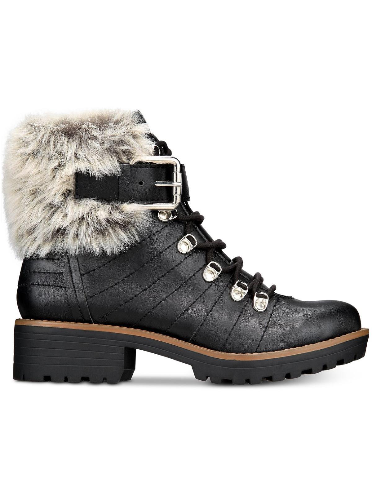Botas femininas JOJO de couro sintético com zíper, tamanho 5,5 M, pretas, da Sun + Stone