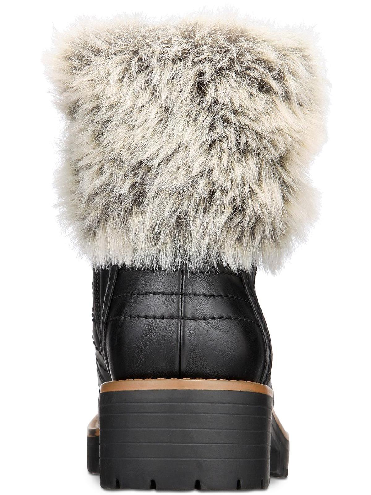 Botas femininas JOJO de couro sintético com zíper, tamanho 5,5 M, pretas, da Sun + Stone