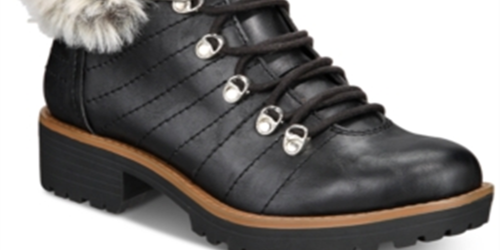 Botas femininas JOJO de couro sintético com zíper, tamanho 5,5 M, pretas, da Sun + Stone