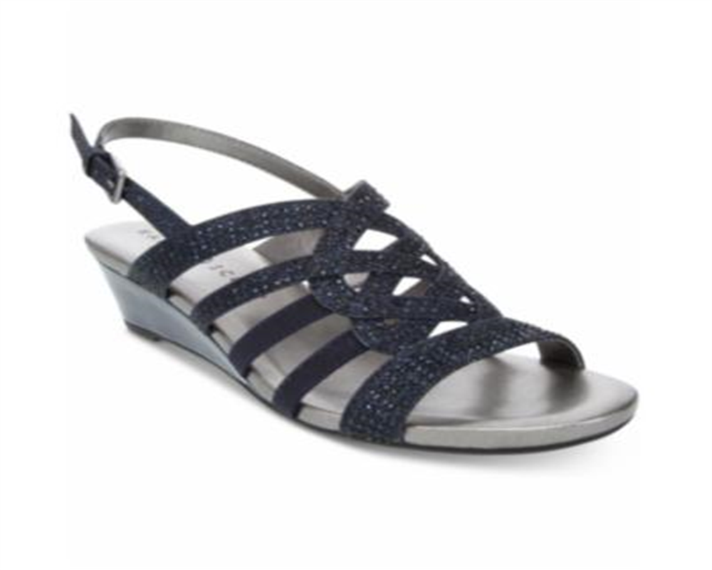 Sandálias femininas Karen Scott Dasha Fabric com tiras no tornozelo, bico aberto, tamanho 7,5 M