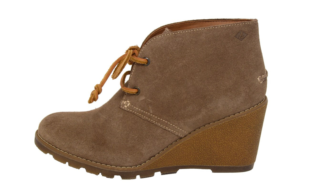 Botas femininas Sperry Celeste Prow Wedge Ankle Booties, marrom, tamanho 7 M
