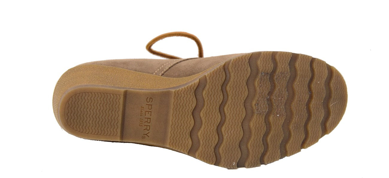 Botas femininas Sperry Celeste Prow Wedge Ankle Booties, marrom, tamanho 7 M