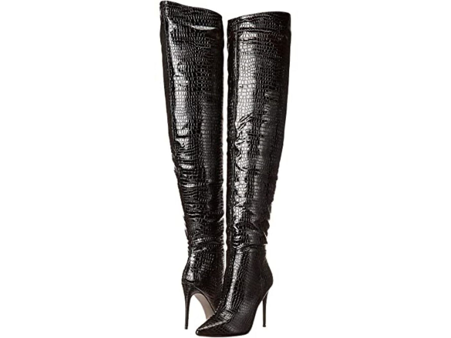 Steve Madden Sapatos Femininos Harlow Botas Fashion com Bico Fino Acima do Joelho Preto Tamanho 7,5 M