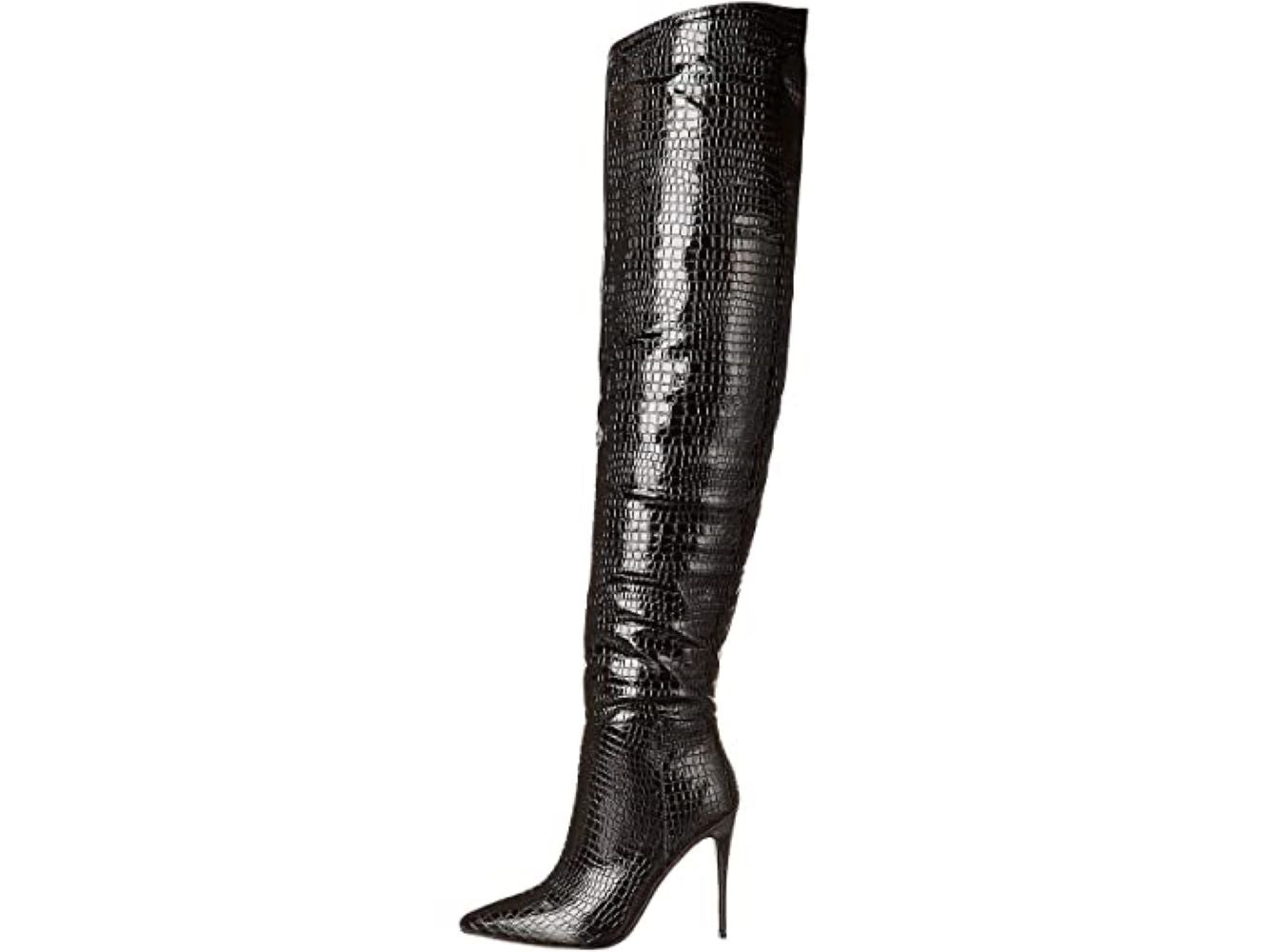 Steve Madden Sapatos Femininos Harlow Botas Fashion com Bico Fino Acima do Joelho Preto Tamanho 7,5 M