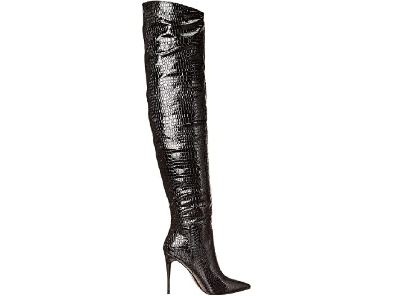 Steve Madden Sapatos Femininos Harlow Botas Fashion com Bico Fino Acima do Joelho Preto Tamanho 7,5 M