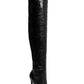 Steve Madden Sapatos Femininos Harlow Botas Fashion com Bico Fino Acima do Joelho Preto Tamanho 7,5 M