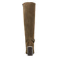 Botas de salto alto de couro Bandolino, femininas, com salto de metal verde, fivela com acento acolchoado, biqueira amendoada Bilya, salto bloco com zíper, 8,5 m