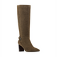 Botas de salto alto de couro Bandolino, femininas, com salto de metal verde, fivela com acento acolchoado, biqueira amendoada Bilya, salto bloco com zíper, 8,5 m