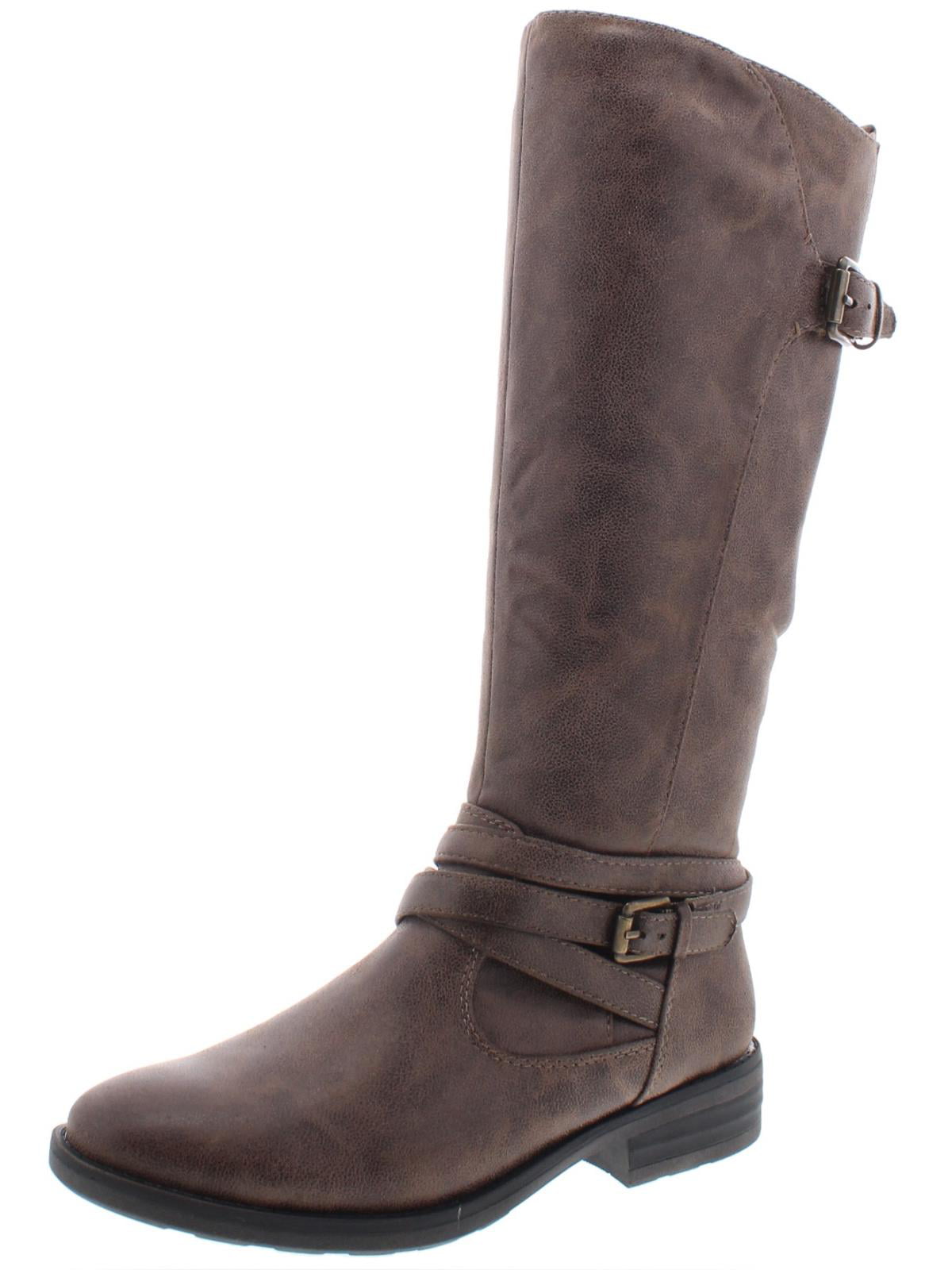 Botas femininas Baretraps Alysha de couro sintético desbotado, cano médio, marrom, tamanho 10 M