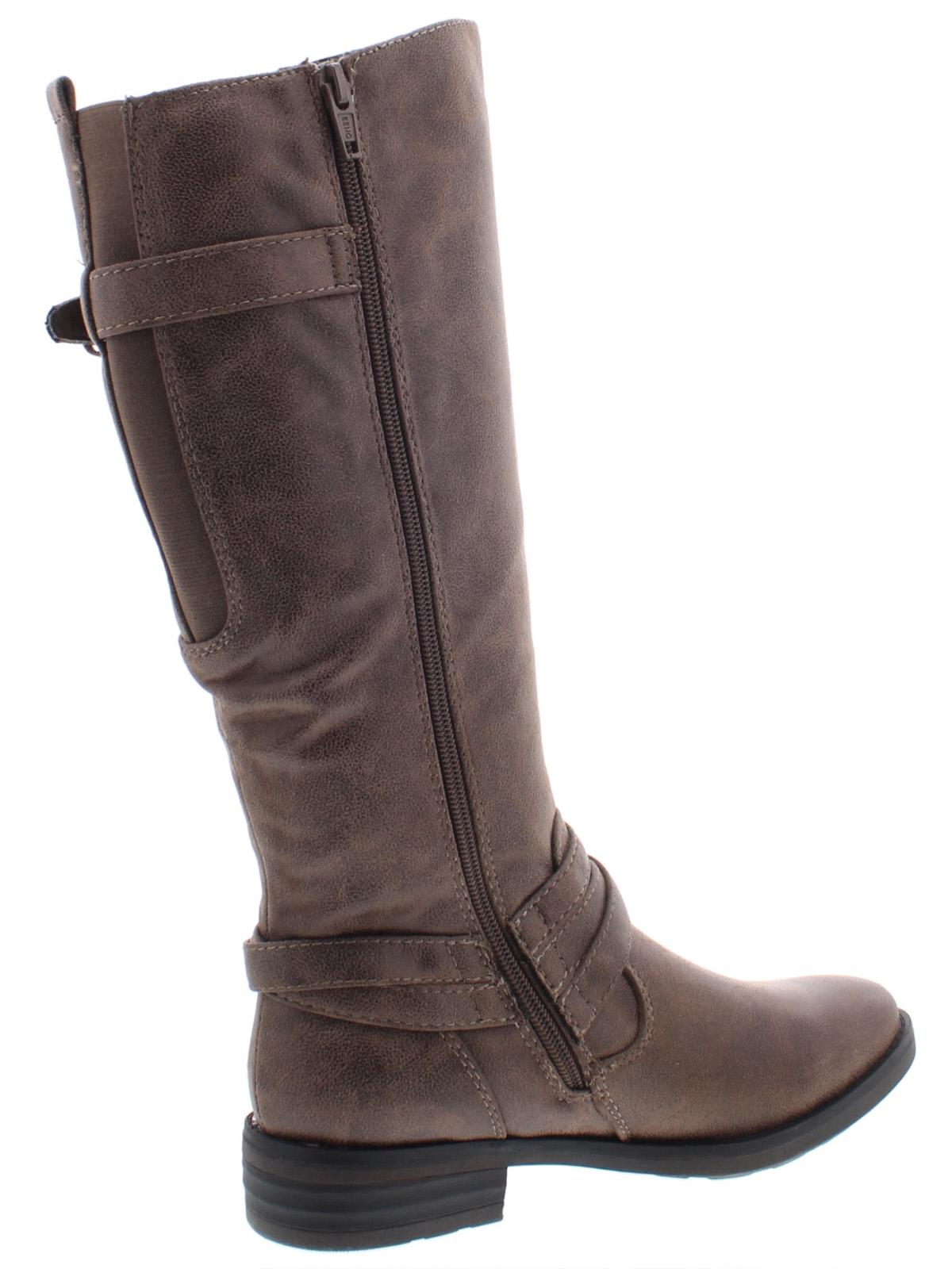 Botas femininas Baretraps Alysha de couro sintético desbotado, cano médio, marrom, tamanho 10 M