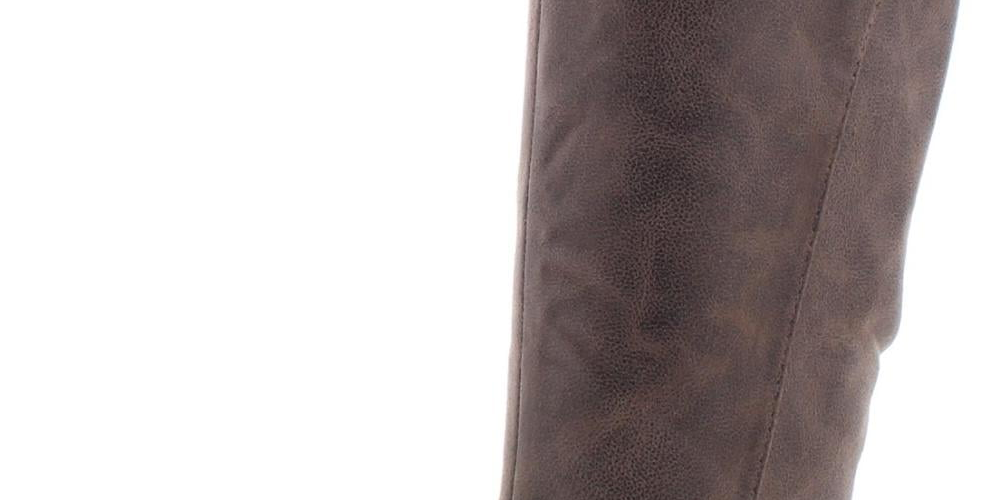 Botas femininas Baretraps Alysha de couro sintético desbotado, cano médio, marrom, tamanho 10 M
