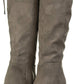 Botas femininas Kenneth Cole Reaction Corie Lace Faux Suede Tall Social Concrette Tamanho 6,5 M