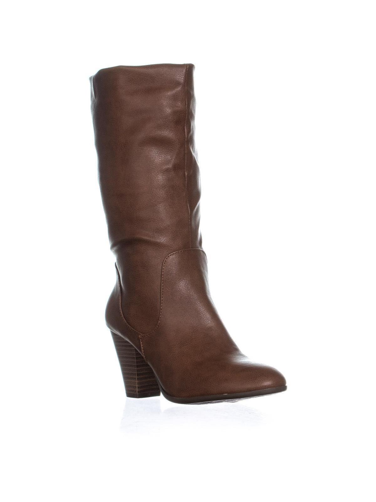 Botas femininas Esprit Oliana com salto bloco e cano médio, marrom, tamanho 6