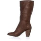 Botas femininas Esprit Oliana com salto bloco e cano médio, marrom, tamanho 6