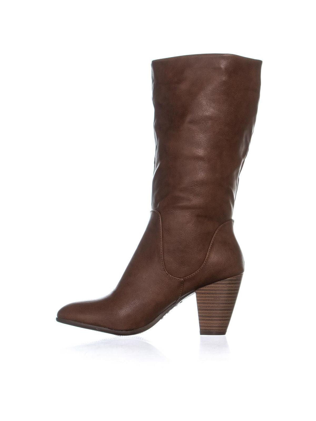 Botas femininas Esprit Oliana com salto bloco e cano médio, marrom, tamanho 6